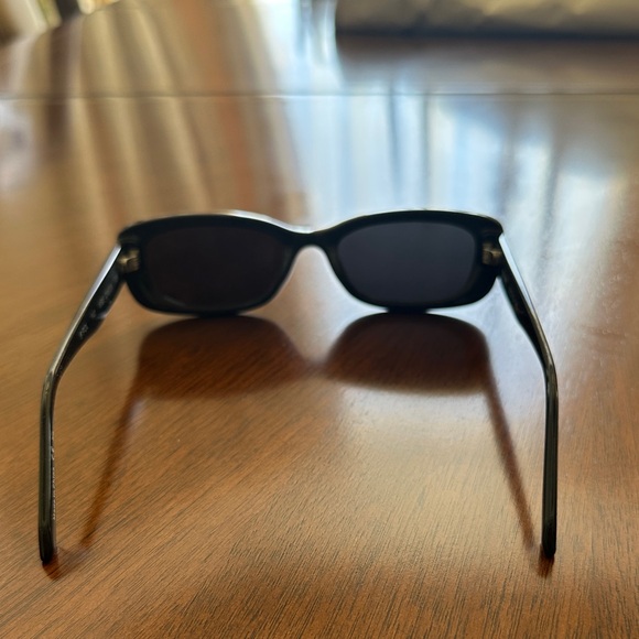 QUAY Australia Black Rectangular Sunglasses Brown Lenses Minimalist - Picture 5 of 10